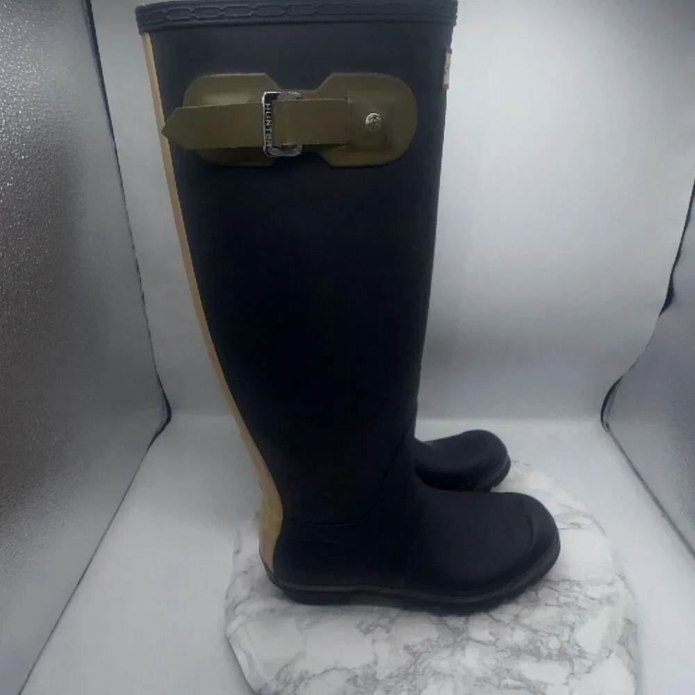 HUNTER ORIGINAL Black Contrast Tall Boots-7M